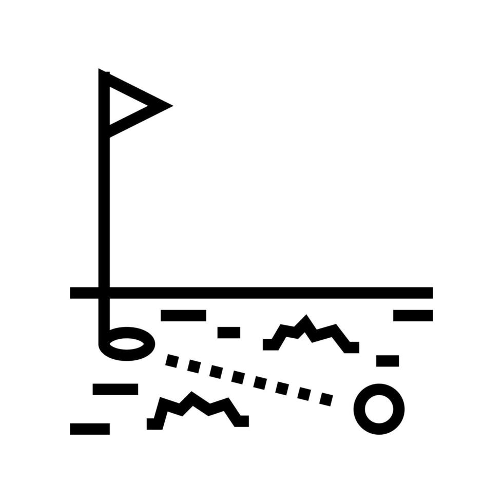 pelota corriendo en la ilustración de vector de icono de línea de hoyo de golf