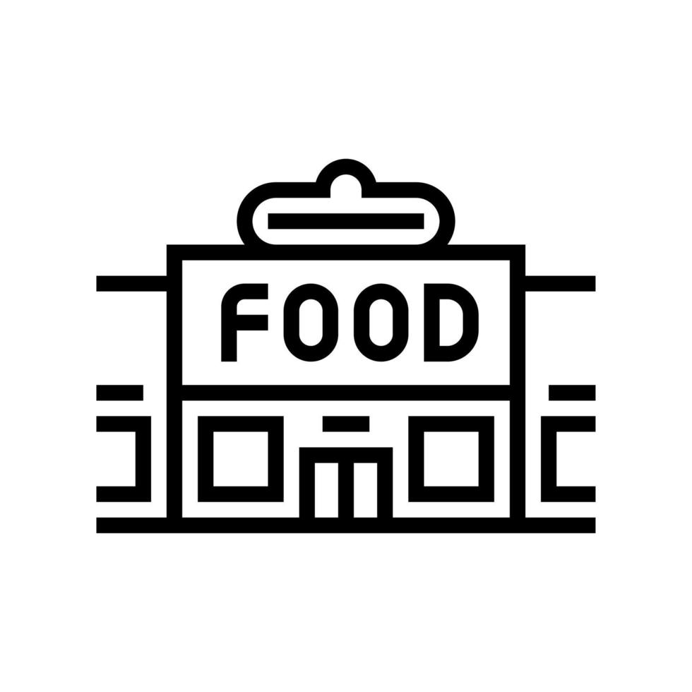 tienda de alimentos edificio línea icono vector ilustración