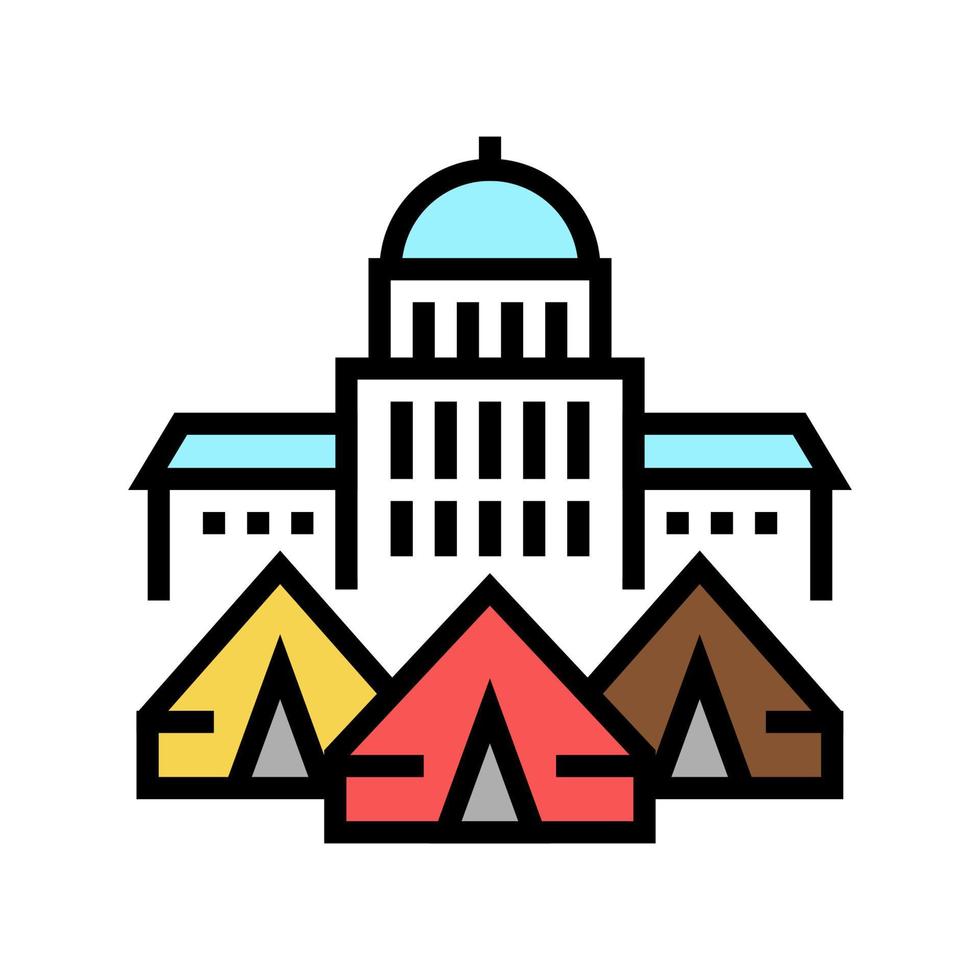 edificio del gobierno campamento de refugiados icono de color ilustración vectorial vector