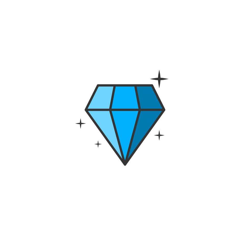 Cartoon diamond vector icon on white background