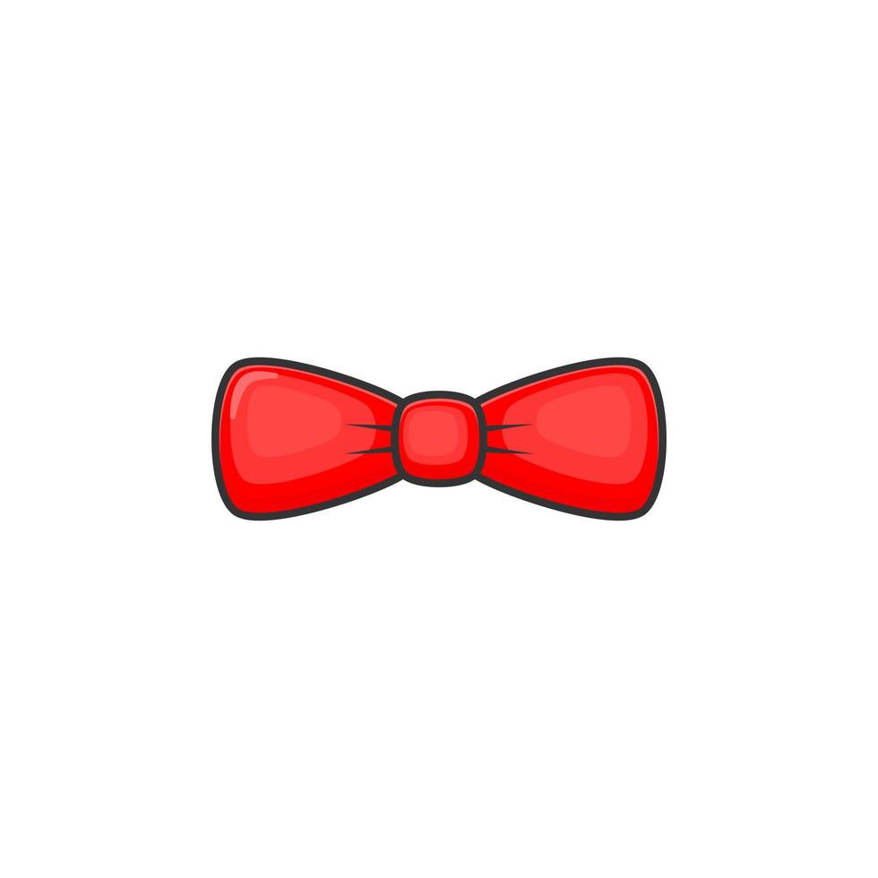 Red cartoon bow tie vector icon on white background