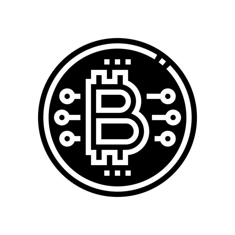 bitcoin coin ico glyph icon vector illustration