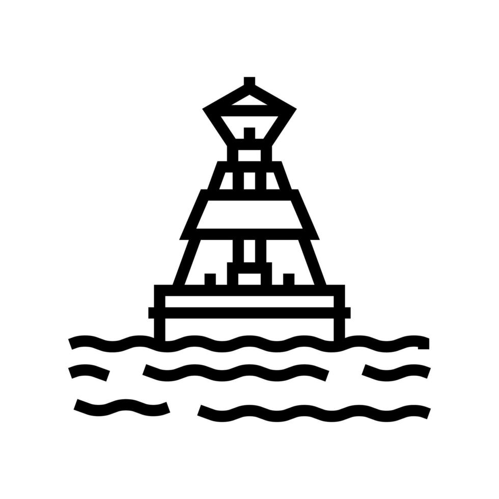 ilustración de vector de icono de línea de puerto de boya