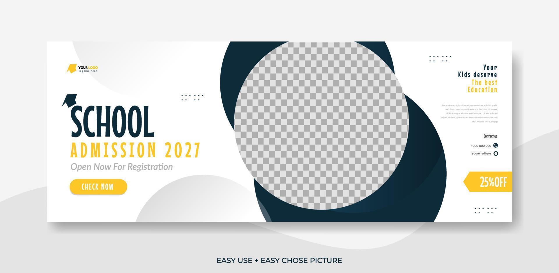 School admission web banner template design illustration vector