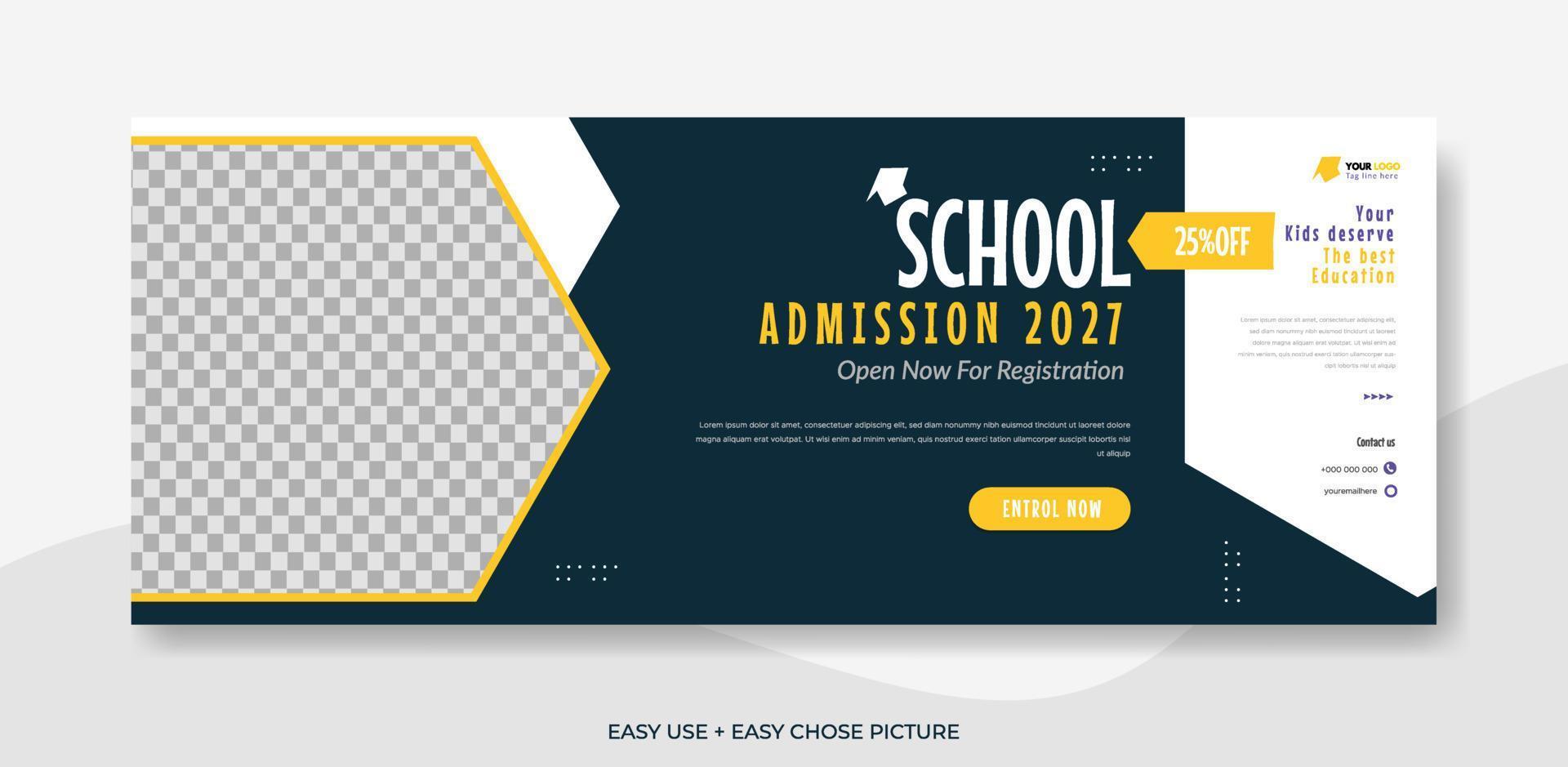 School admission web banner template design illustration vector