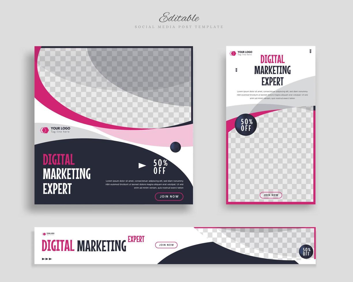 Business social media post template design vector
