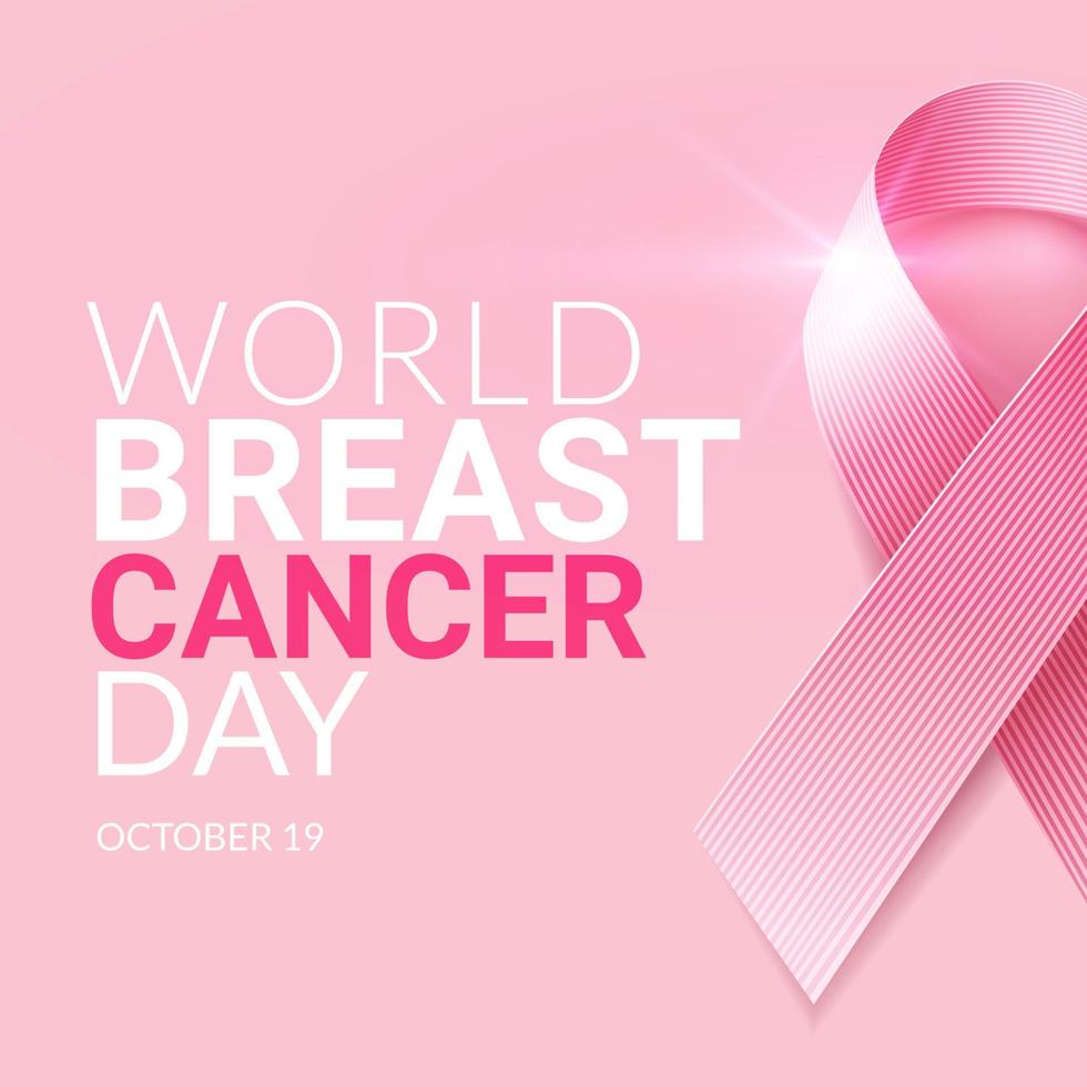 World breast cancer day campaign. pink ribbon with reflection. Vector illustration