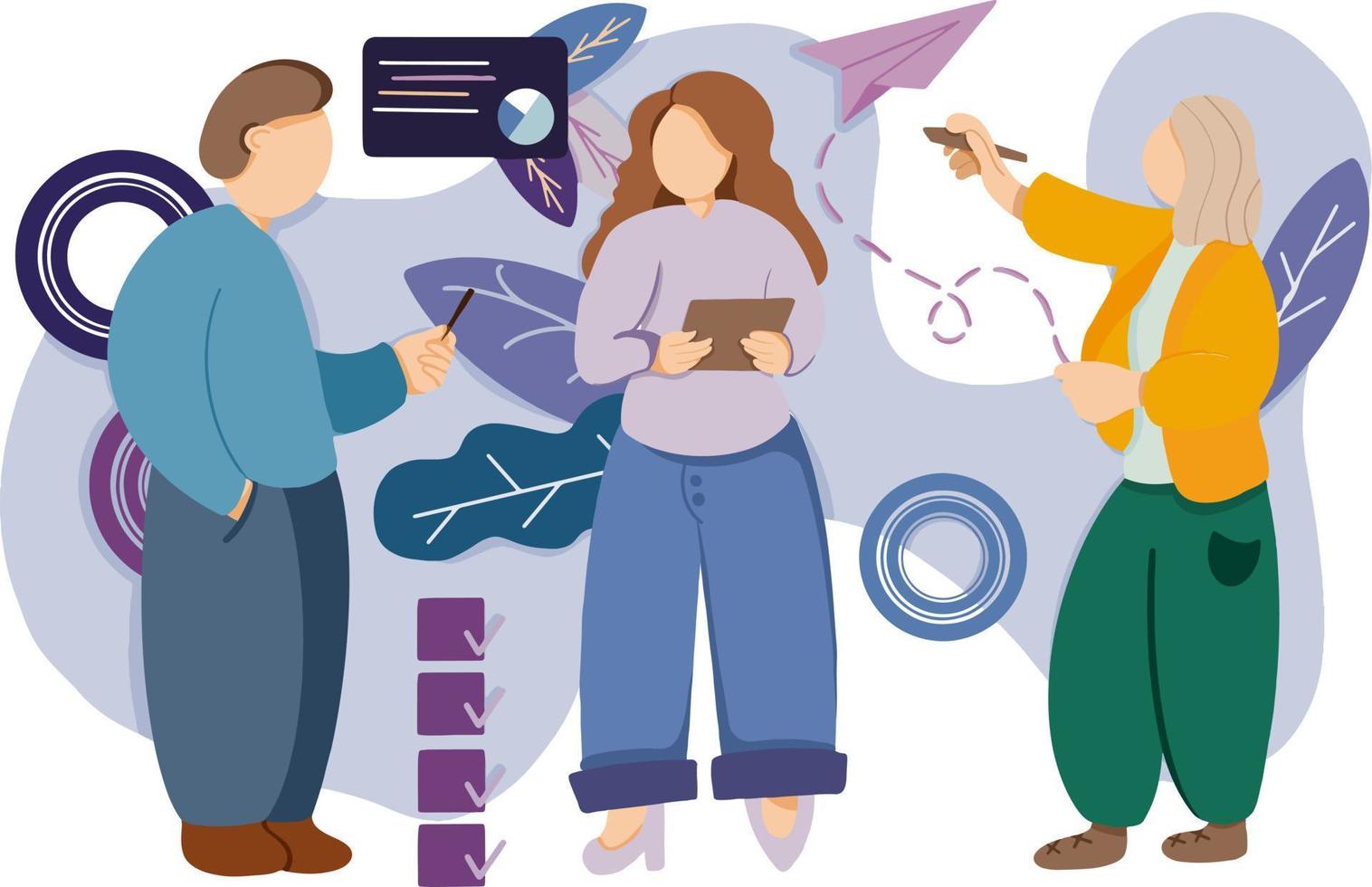 Office worker characters meeting concept vector