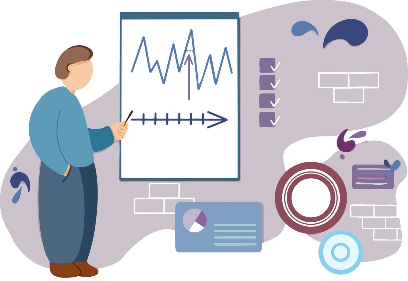Concept of brainstorming, research. Business, finance vector