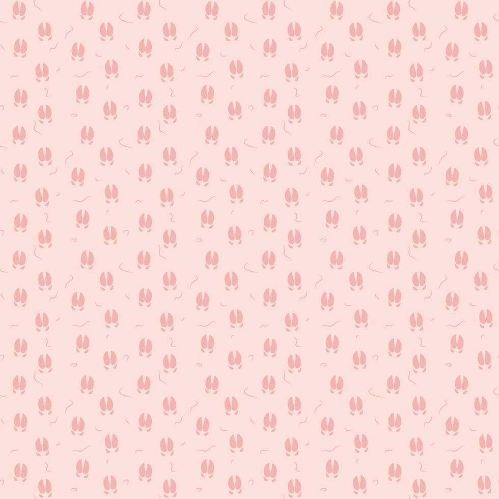 Pig cute footprint seamless pattern. Vector illustration for children. Hand drawn piglets traces naive in childish style.