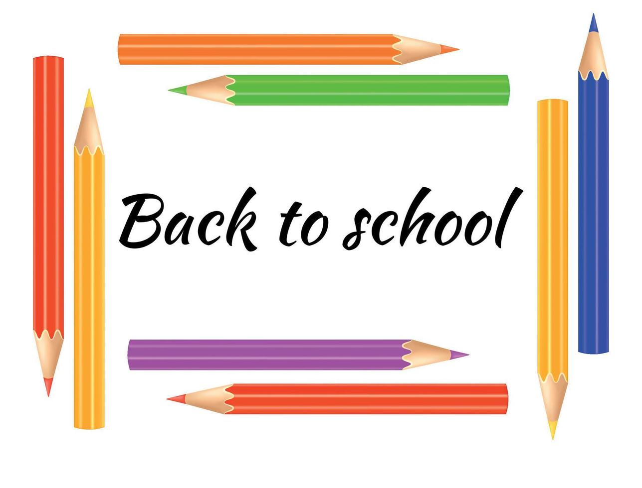 Back to school frame template with colored pencils concept of drawing and education banner on white background vector