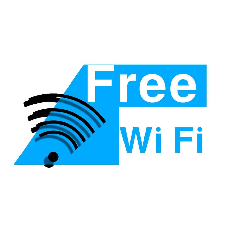 descargue la plantilla de wifi gratis en forma de etiqueta azul y blanca vector