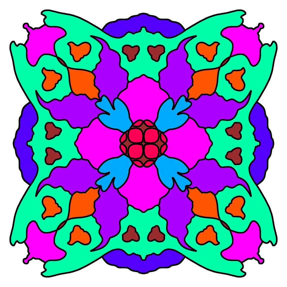 Download the mandala template of dominant colors of purple and blue vector