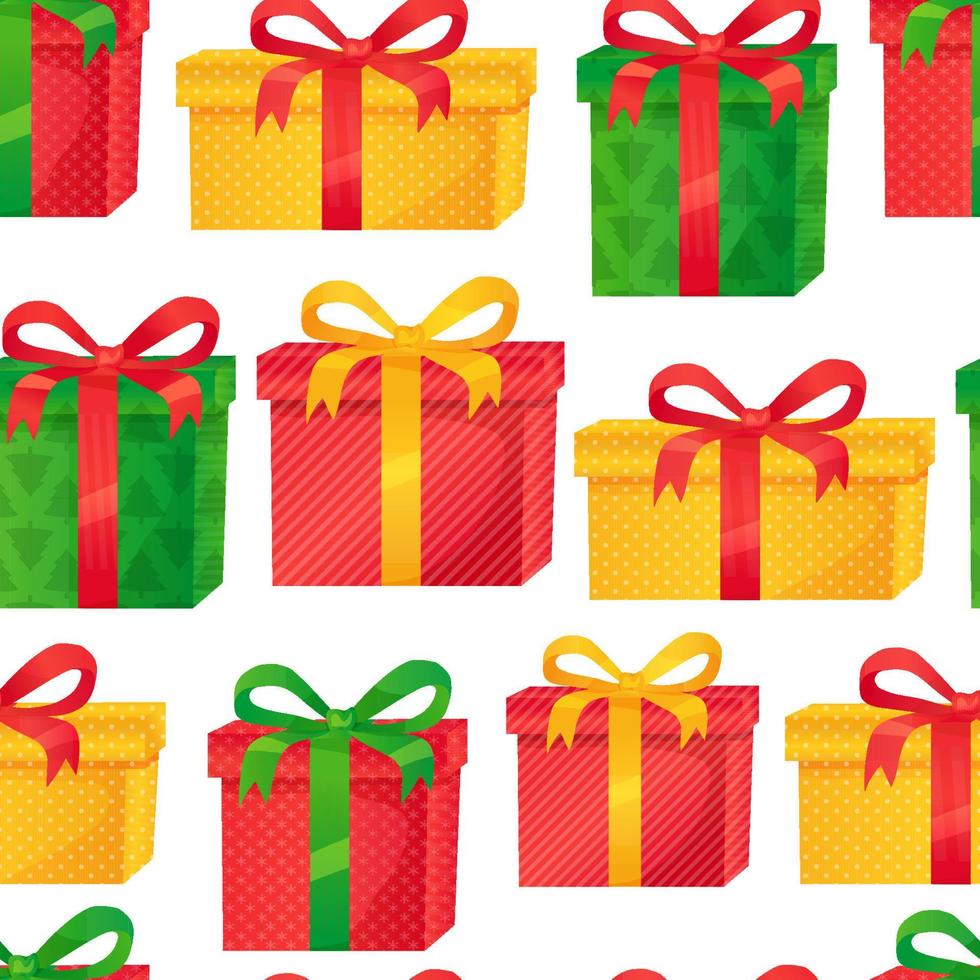 Christmas gifts seamless pattern in cartoon style vector