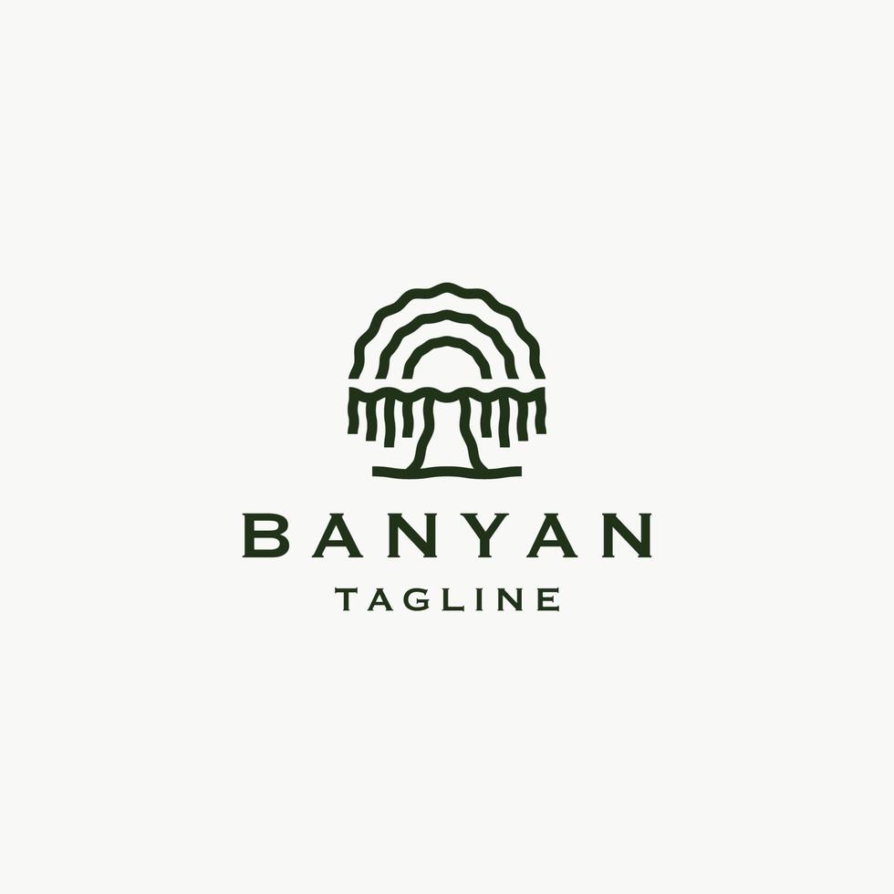 Banyan tree logo icon design template flat vector illustration