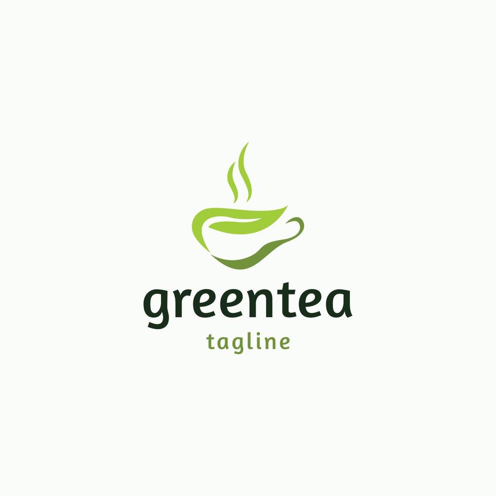 Ilustración de vector plano de plantilla de diseño de icono de logotipo de té verde