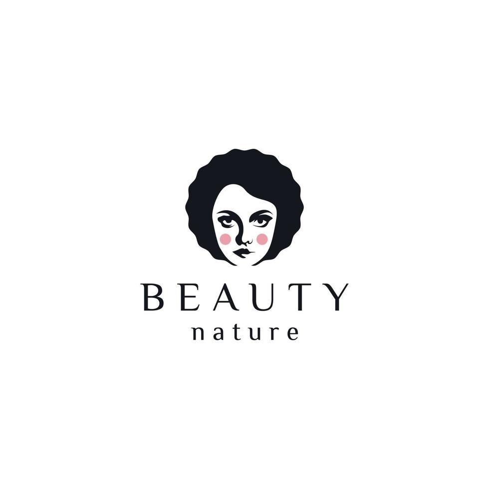 Woman beauty face logo icon design template flat vector illustration