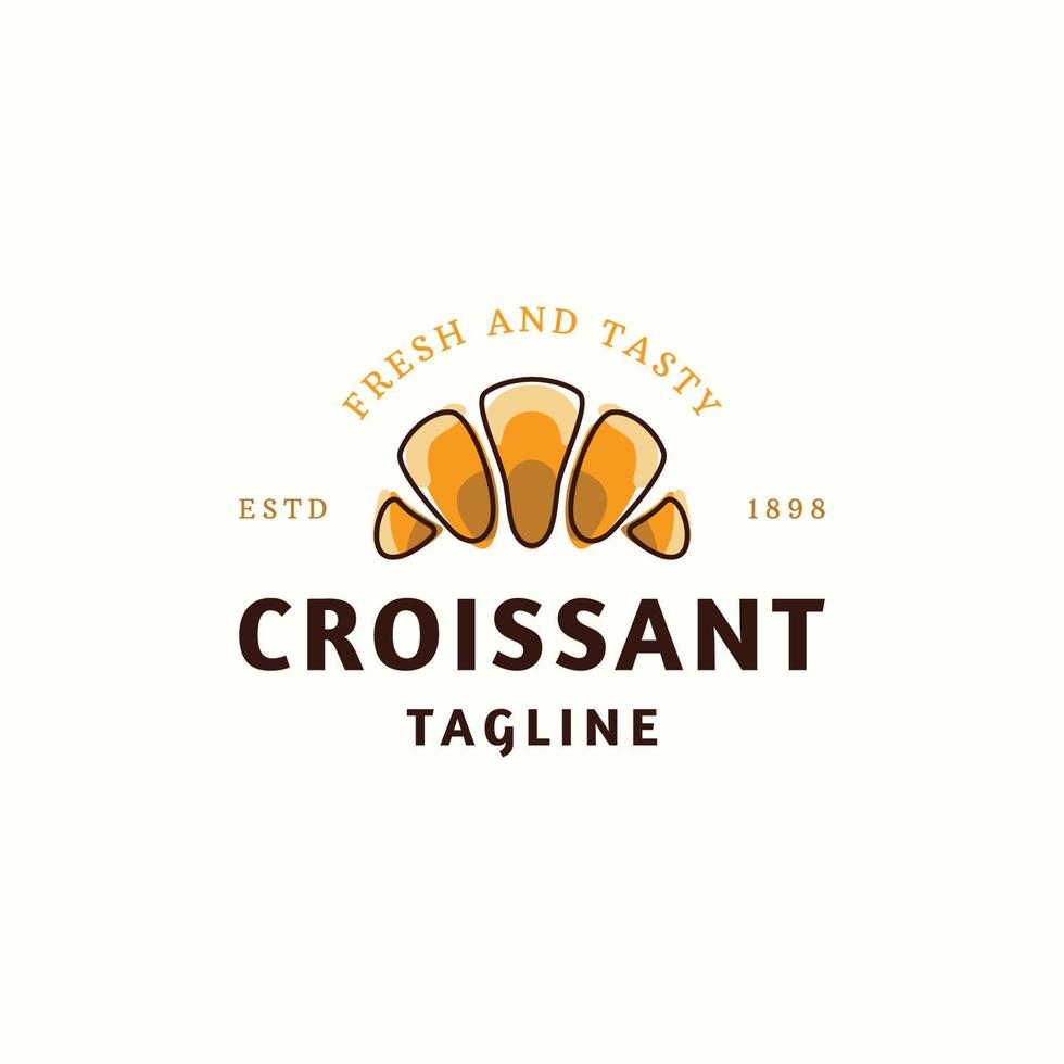 ilustración de vector plano de plantilla de diseño de icono de logotipo de comida croissant