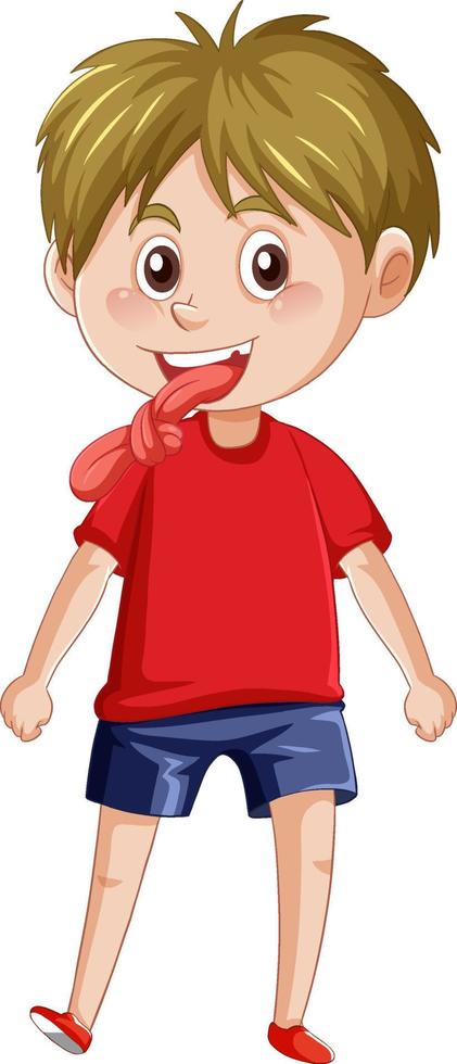 Boy cartoon character with tongue twister vector
