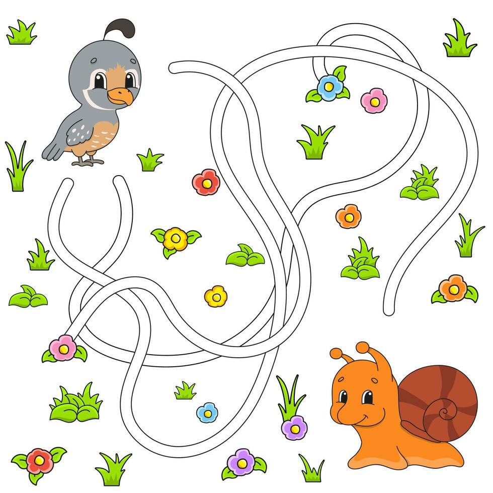 Funny maze for kids. Puzzle for children. cartoon character. Labyrinth conundrum. Color vector illustration. Find the right path.