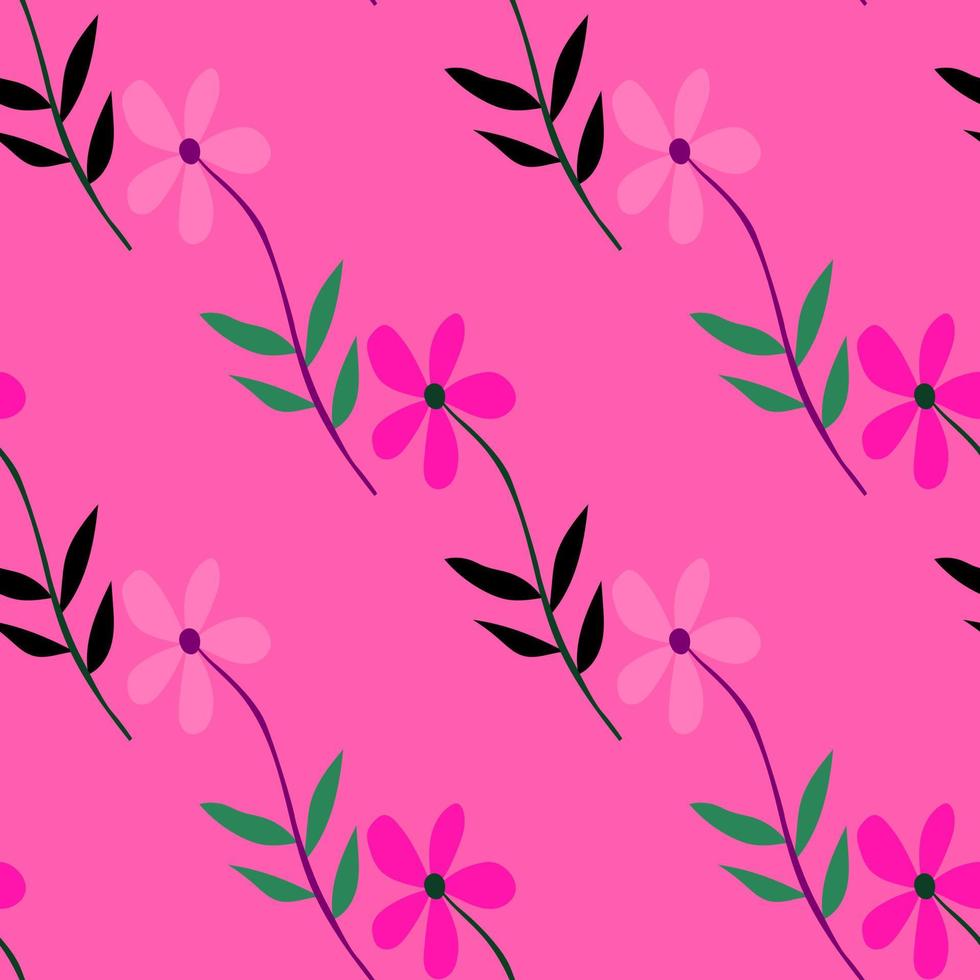 Doodle ditsy flowers seamless pattern. Cute chamomile print. Floral ornament. Pretty botanical backdrop vector