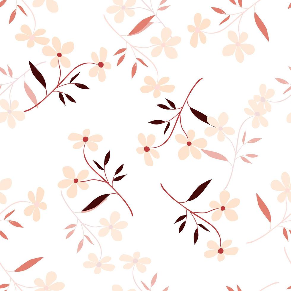 patrón sin costuras de flor de garabato vintage. papel tapiz floral abstracto retro. fondo interminable de plantas dibujadas a mano. vector