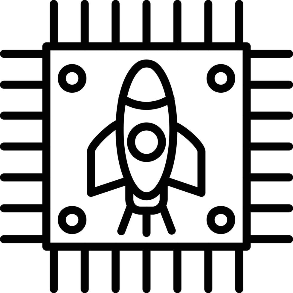 Rocket Chip Line Icon vector