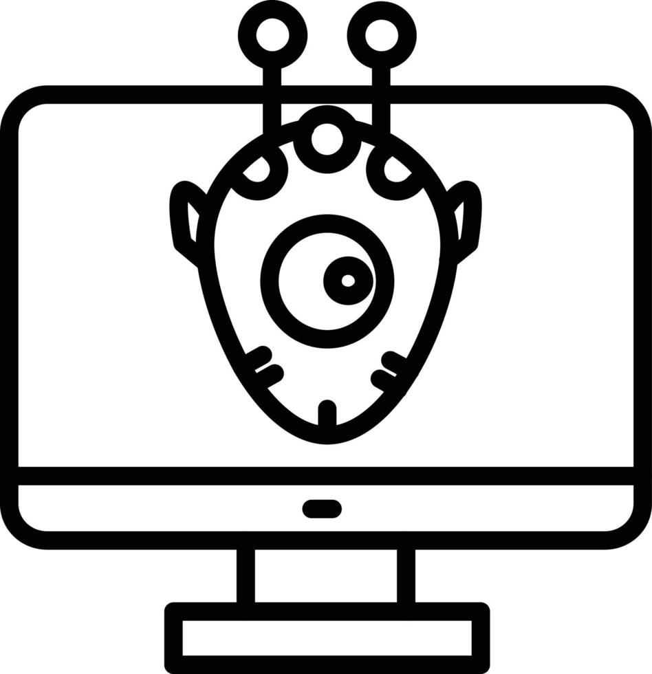 icono de línea de monitoreo alienígena vector