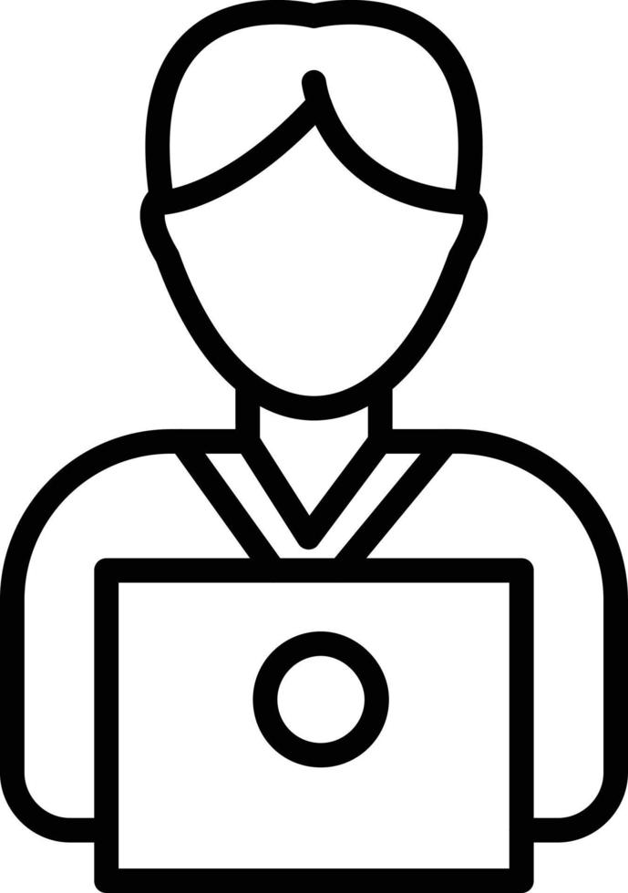 User Working On Laptop Line Icon vector