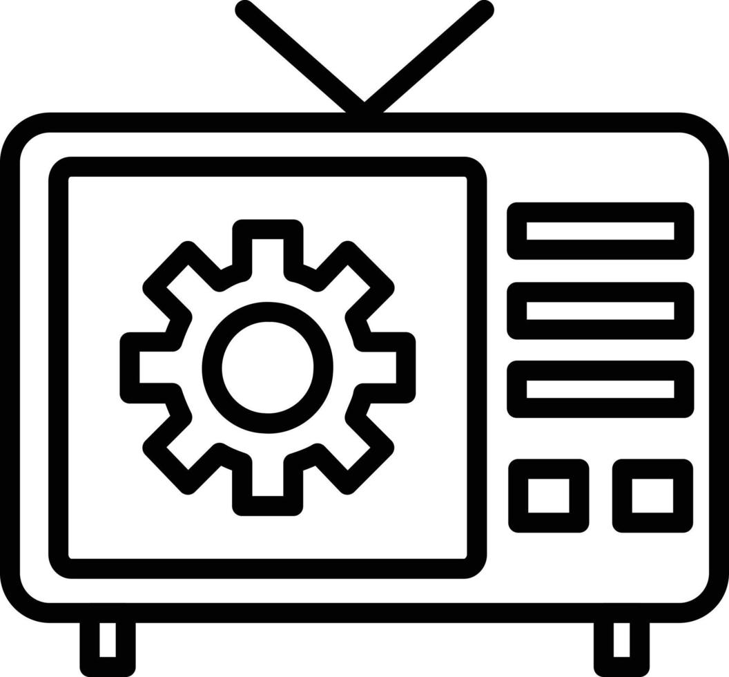 icono de línea de reparación de tv vector