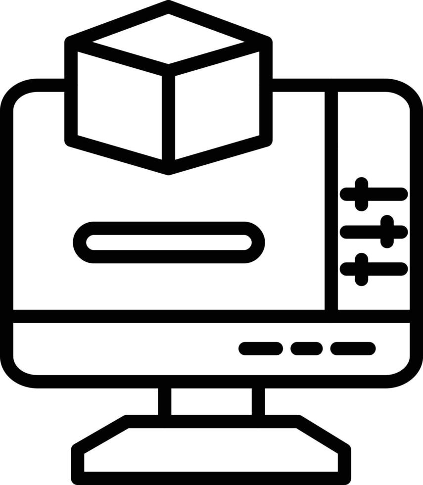 3d Modeling Line Icon vector