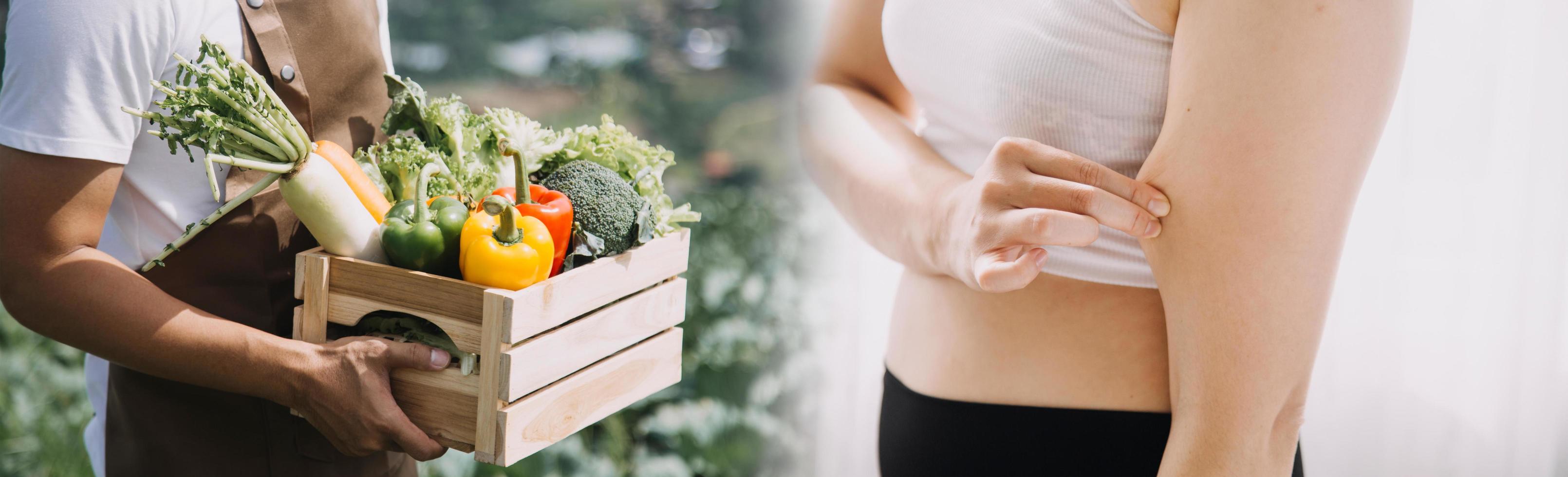 Young healthy woman with fruits. photo