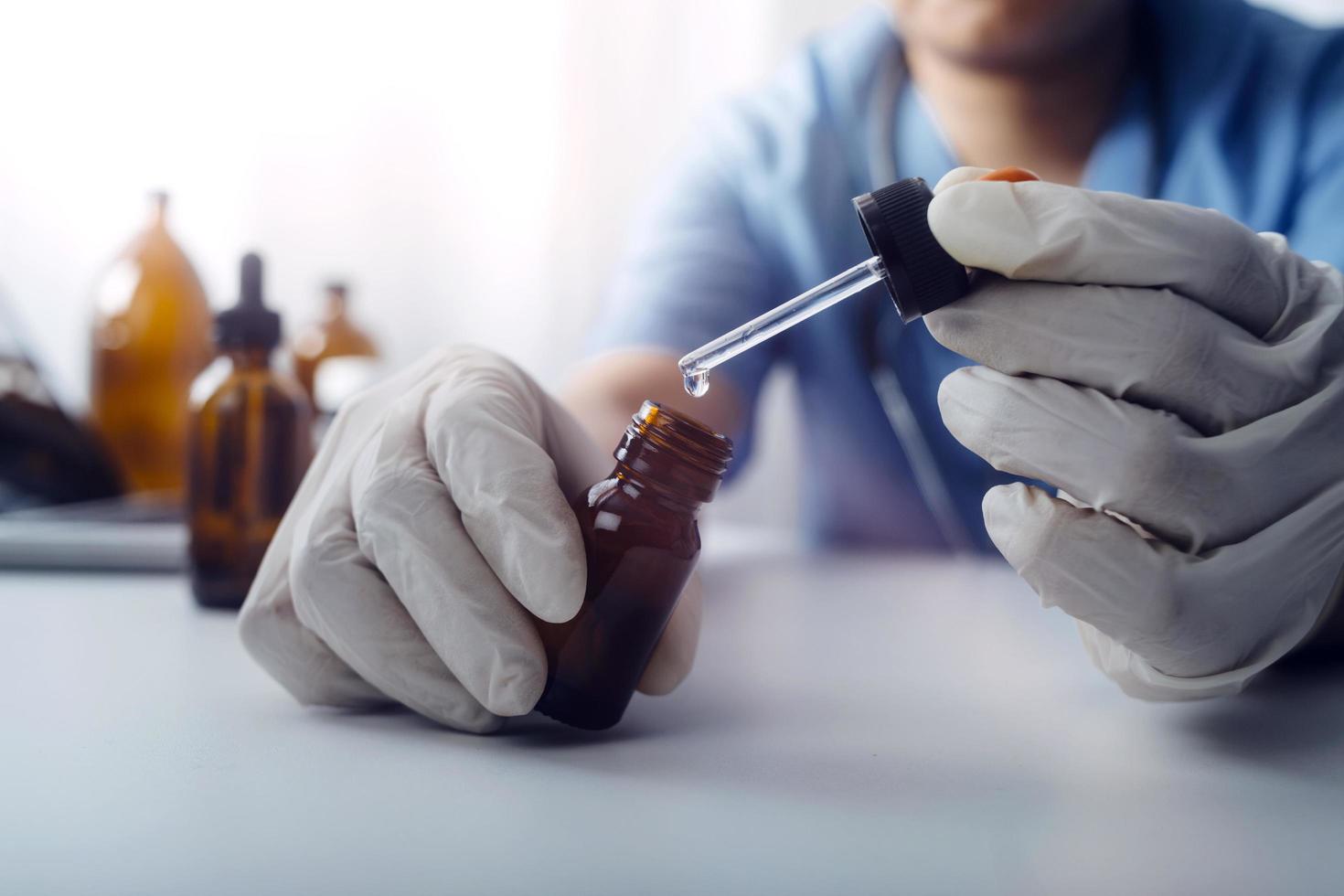 Double exposure of technology healthcare And Medicine concept. Doctors using digital tablet and modern virtual screen interface icons panoramic banner, blurred background. photo