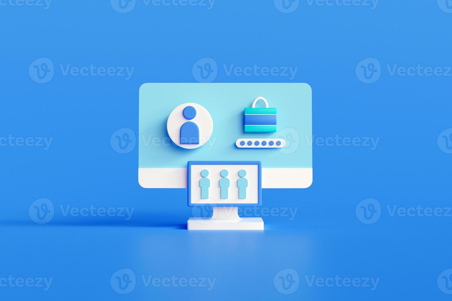 Data protection, privacy, and internet security concept. monitor web login security user. Cyber security for business and internet projects. 3D illustration photo