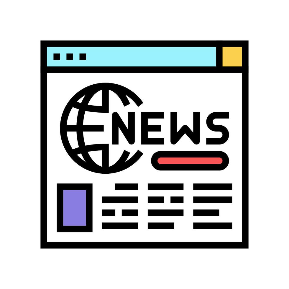ilustración de vector de icono de color de noticias de página web de internet