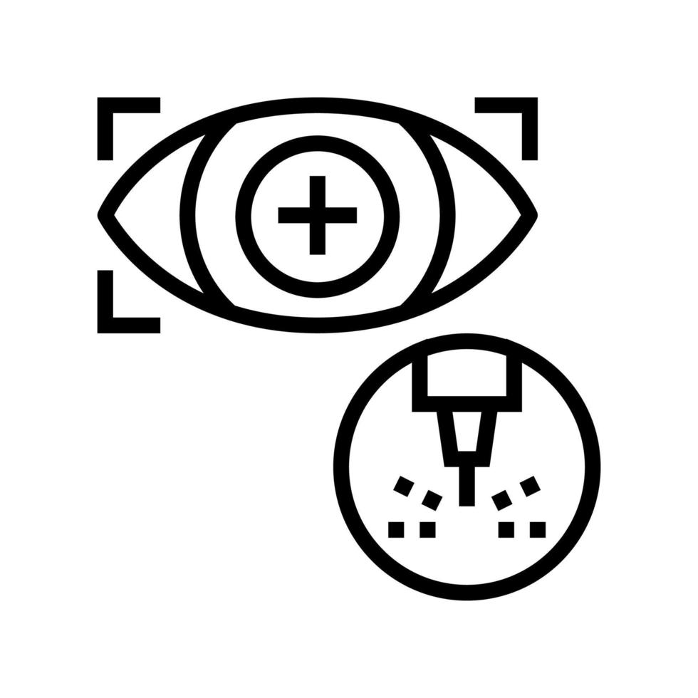 ilustración de vector de icono de línea de tratamiento láser de visión ocular