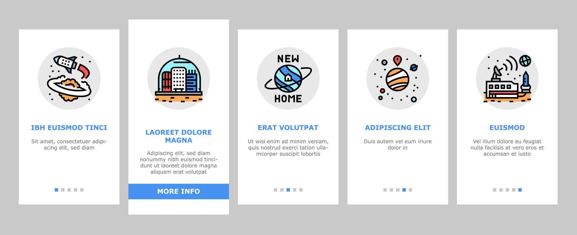 Space Base New Home Onboarding Icons Set Vector