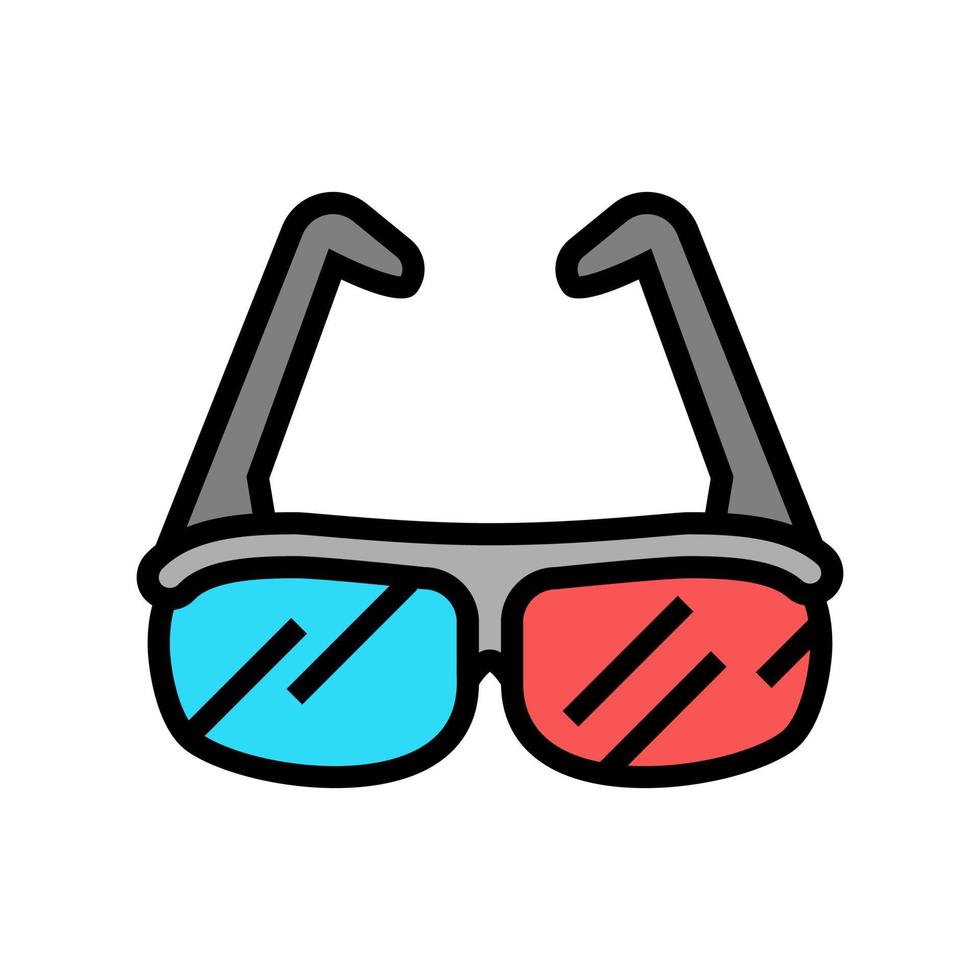 Ilustración de vector de icono de color de gafas 3d