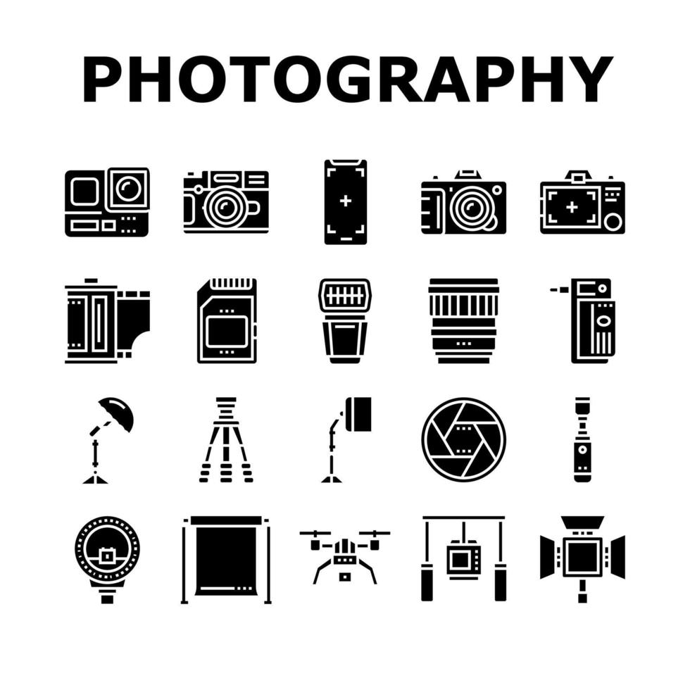 conjunto de iconos de colección de dispositivos de fotografía vector