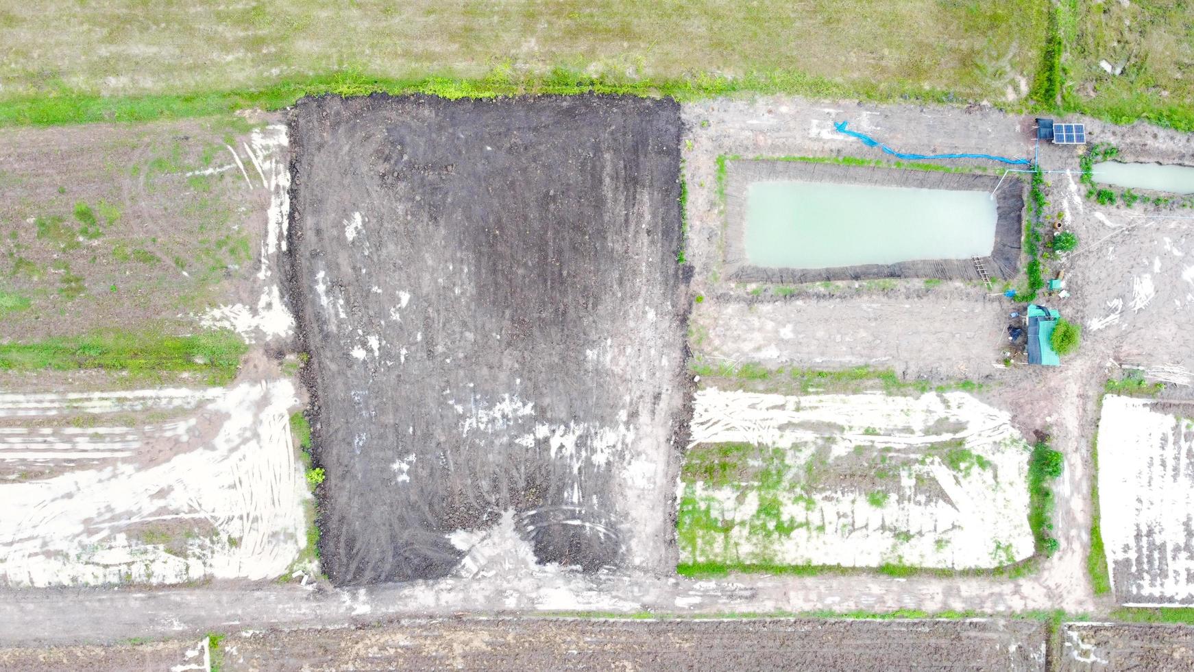 Aerial view of green fields and farmlands in rural Thailand. photo