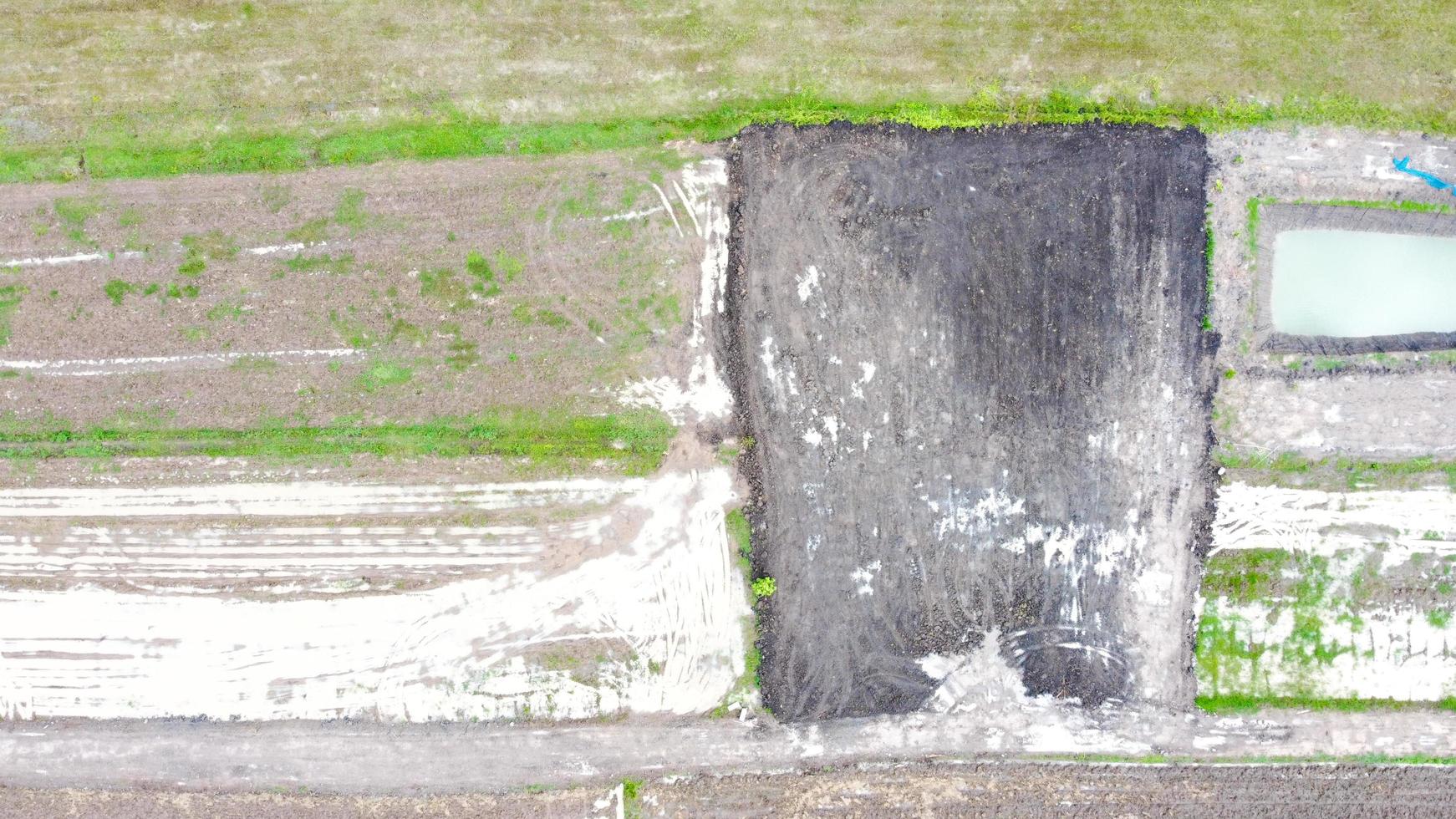 Aerial view of green fields and farmlands in rural Thailand. photo