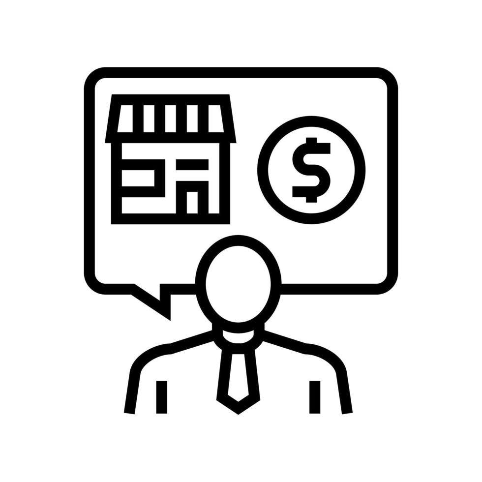 businessman buying or selling shop line icon vector illustration
