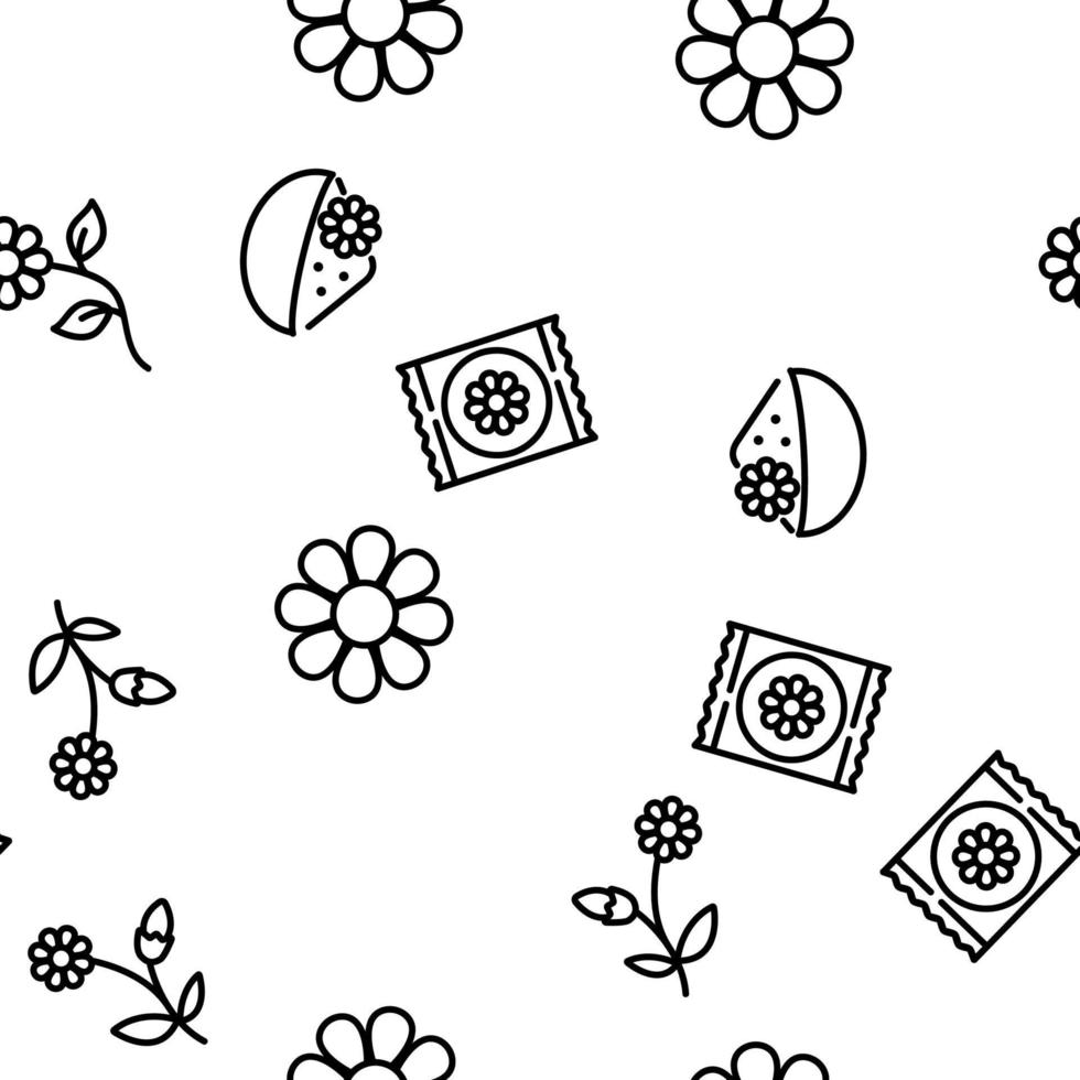 Chamomile Flower Plant Vector Seamless Pattern