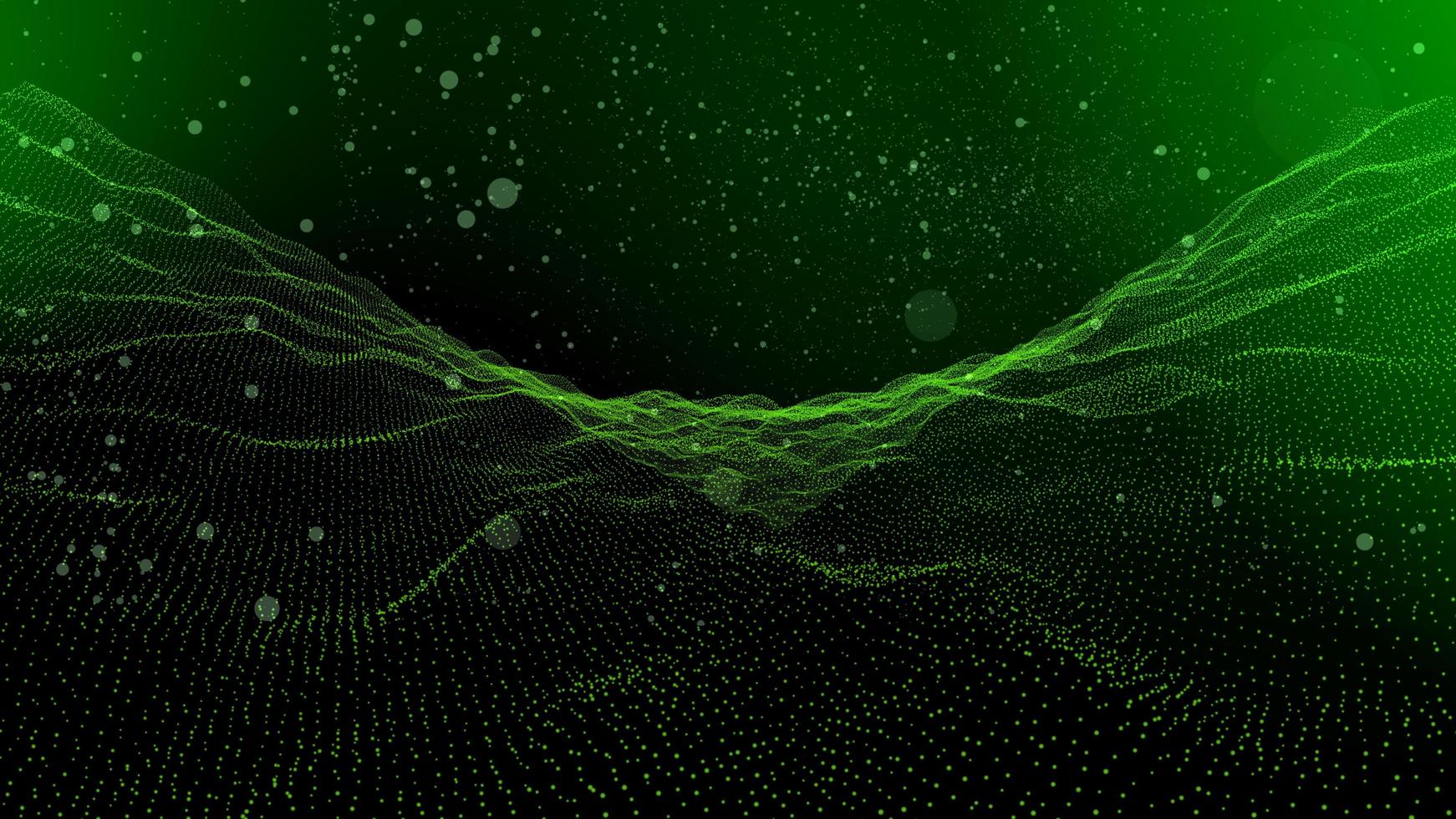 abstract green background of green particles on black photo