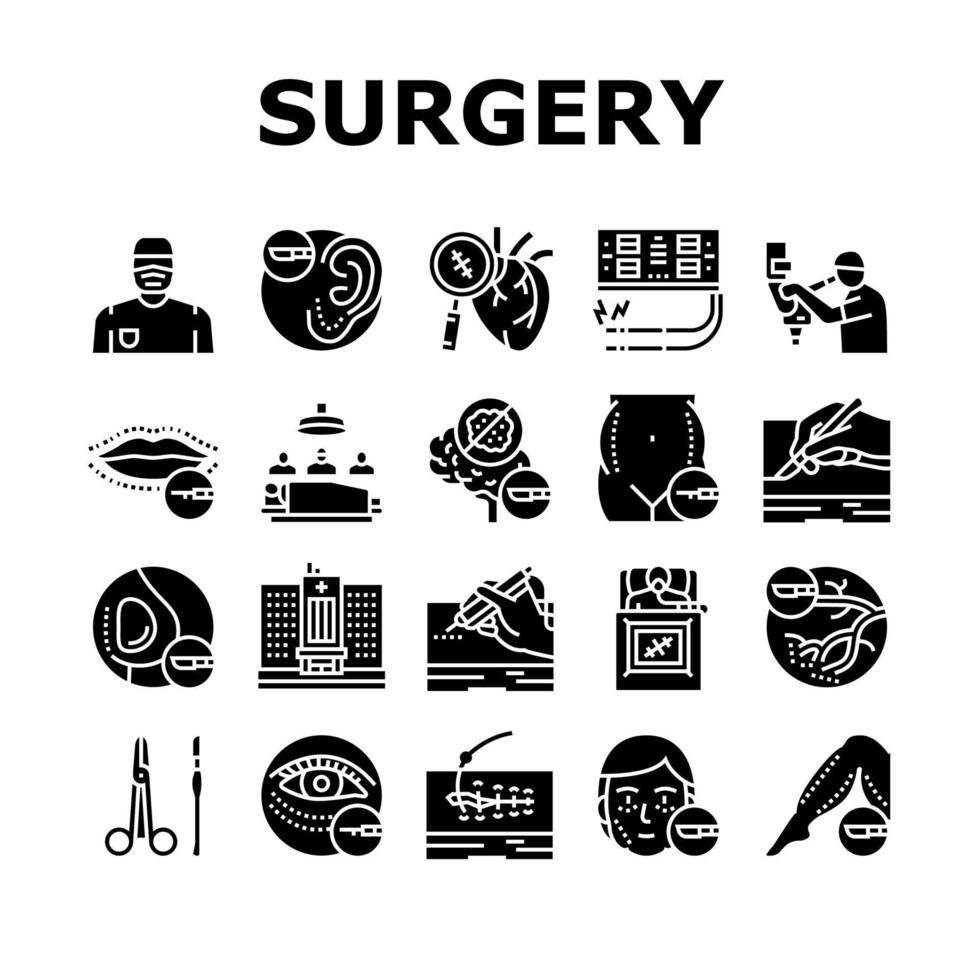 Surgery Medicine Clinic Operation Icons Set Vector