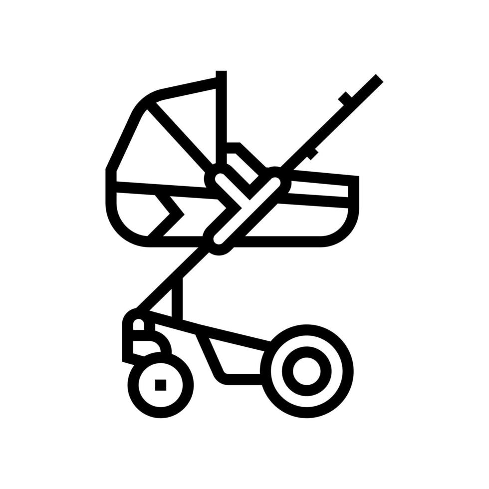 cochecito capazo bebé línea icono vector ilustración