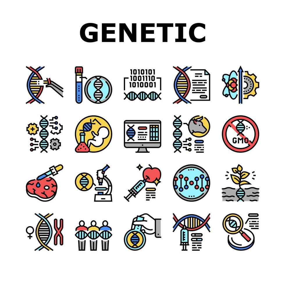 Genetic Engineering Collection Icons Set Vector Illustration