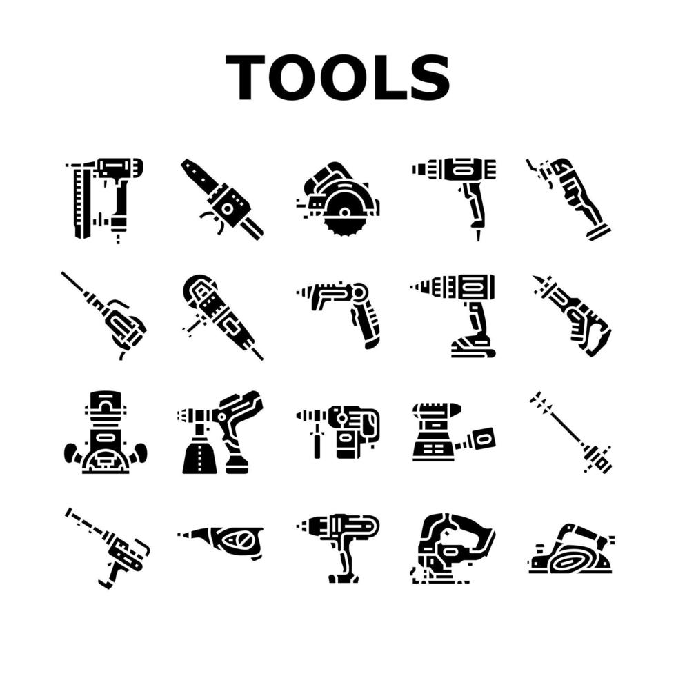 Tools For Building And Repair Icons Set Vector