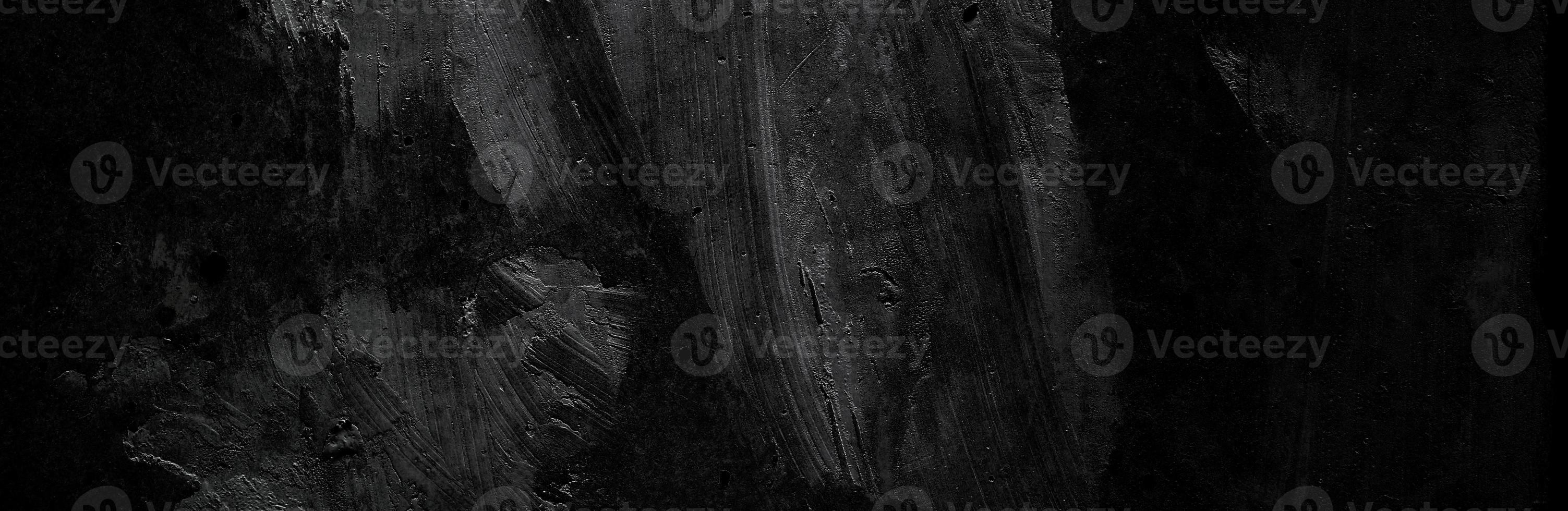 fondo panorámico de textura de hormigón negro y gris. paredes oscuras y aterradoras, textura de cemento de hormigón negro ligeramente claro para el fondo. superficie oscuro grunge panorama paisaje foto