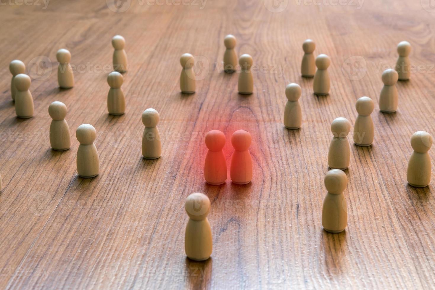 social distancing concept. crowd of people with infection photo